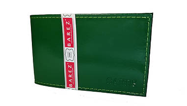 Візитниця картхолдер Зелена шкіряна глянсова шкіра галантерейна Barez