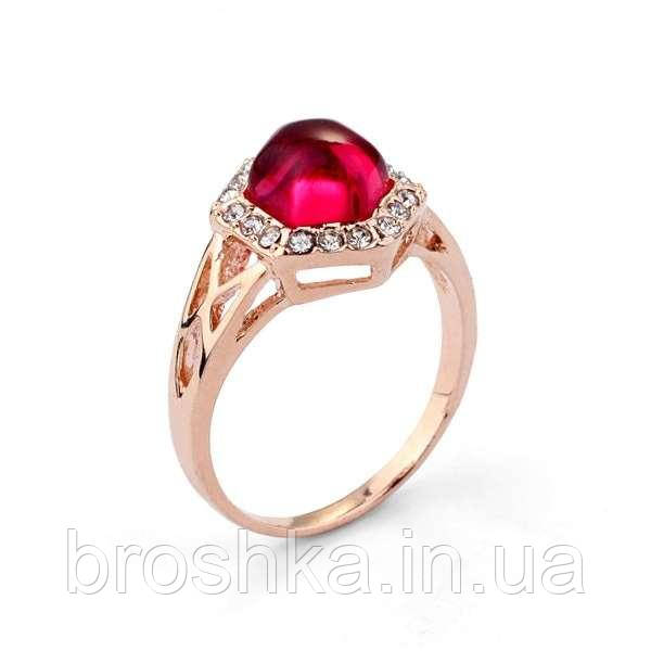 Кільце позолочене xuping з рожевим каменем Swarovski 17й розмір