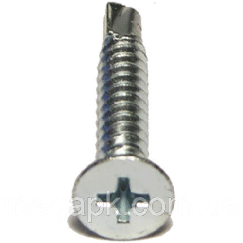 Гвинт самосвердний 4,8х45мм (TEX), потайна голова, шліц РН, цинк білий