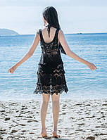 Ажурное пляжное платье - туника черный