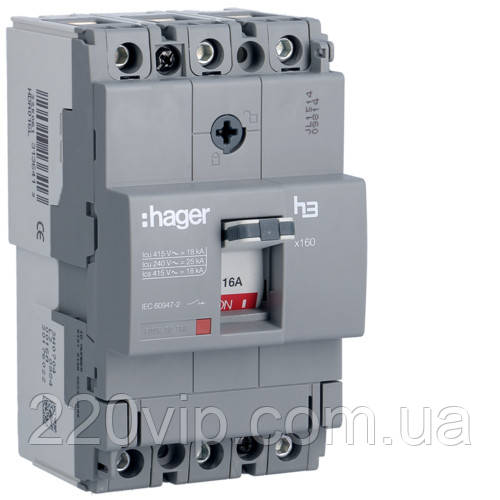 Автоматический выключатель 32А, 3п, 18kA, Тфикс./Мфикс, Hager HDA032L ...