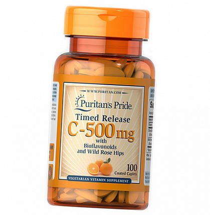 Витамин C и шиповник Puritan's Pride Vitamin C-500 mg with Bioflavonoids & Rose Hips 100 капс., фото 1