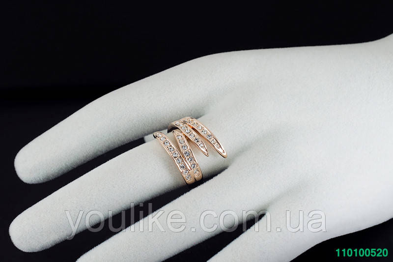 Хорошенькое кольцо с кристаллами Swarovski, покрытие золото 0520 - фото 4 - id-p76617509