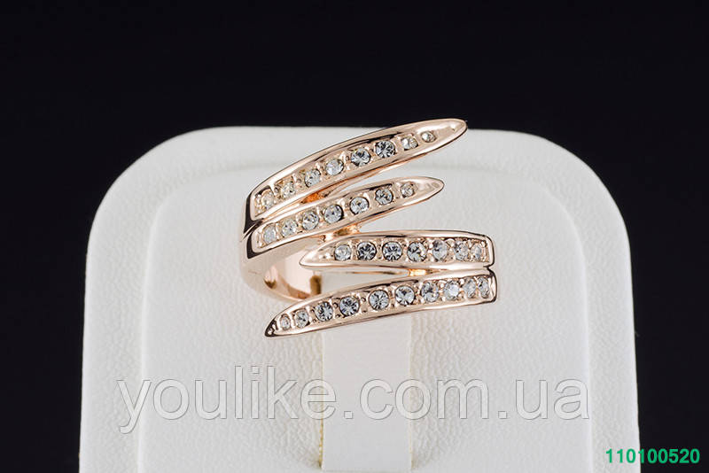 Хорошенькое кольцо с кристаллами Swarovski, покрытие золото 0520 - фото 2 - id-p76617509