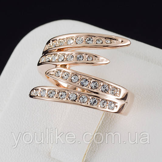 Хорошенькое кольцо с кристаллами Swarovski, покрытие золото 0520 - фото 1 - id-p76617509