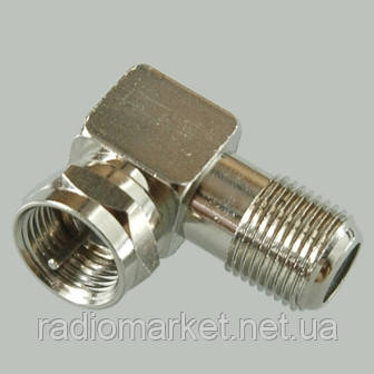 Перехідник штекер F- гніздечко F, кутовий, цинк 10 штук, фото 1