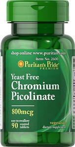 Піколінат хрому Puritan's Pride Chromium Picolinate 800 mcg Yeast Free 90 таб.