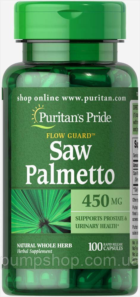 Добавка для простати Puritan's Pride Saw Palmetto 450 мг 100 капс.