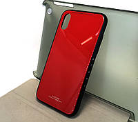 Чехол на iPhone X, iPhone XS накладка бампер противоударный glass Case красный