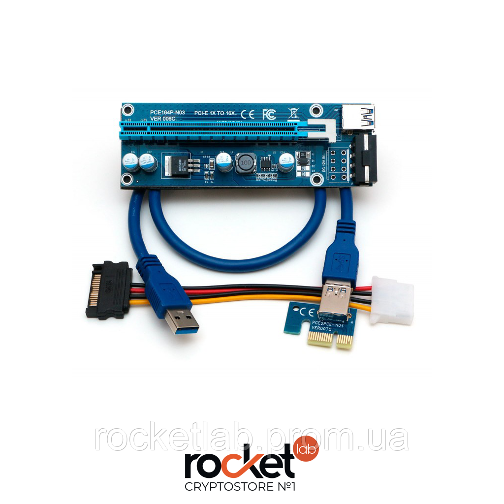 Райзер (рейзер) молекс MOLEX 006/007 PCI-E 1X to 16X 60 см кабель - фото 1 - id-p641316967