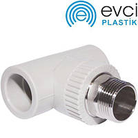 Трійник PP-R 40×1 1/4"×40 з зовнішньою різьбою під ключ EVCI