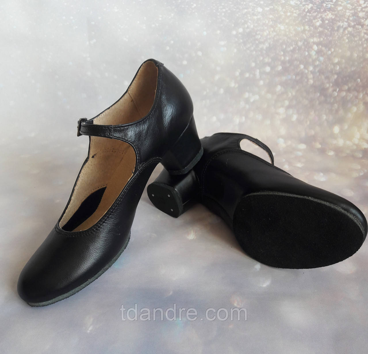 Туфли для танцев народные чёрные на раздельной подошве - фото 1 - id-p397797162