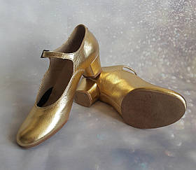 Туфлі народні золоті на роздільній підошві