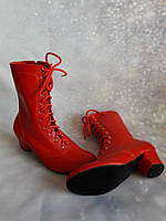 Чобітки народні червоні на шнурках, фото 4