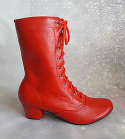 Чобітки народні червоні на шнурках