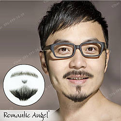 Реалістична накладна борода🧔 та вуса (чорна щетина) Стиль 4 (вуса і борода)