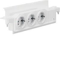 Розетка 3-кратна зі з/к із розворотом на 90 град, VOLTA VZ00UP Hager, бокс Хагер, щит мультимедійний, шафа