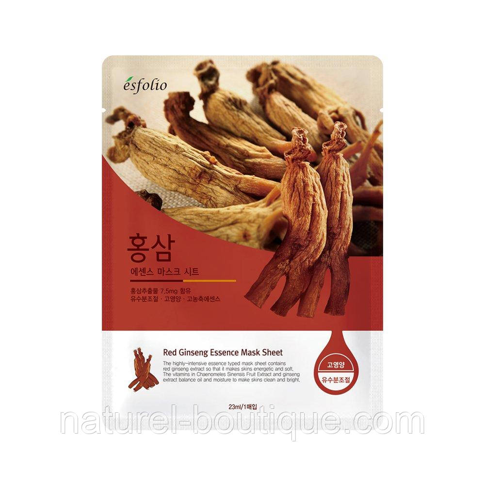 Маска тканинна для обличчя Esfolio Red Ginseng essence
mask sheet з червоним женьшенем