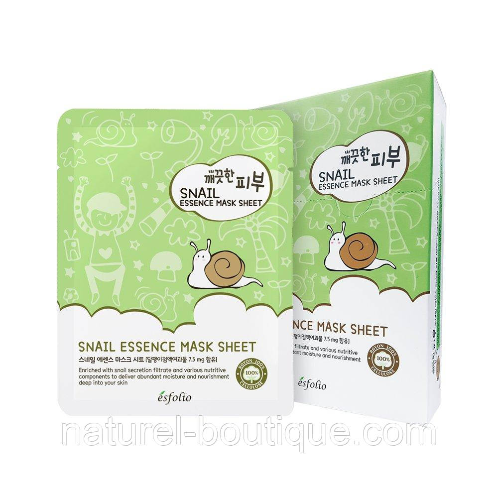 Маска тканинна для обличчя Esfolio Pure Skin Snail Essence
Mask Sheet з екстрактом слизу равлика