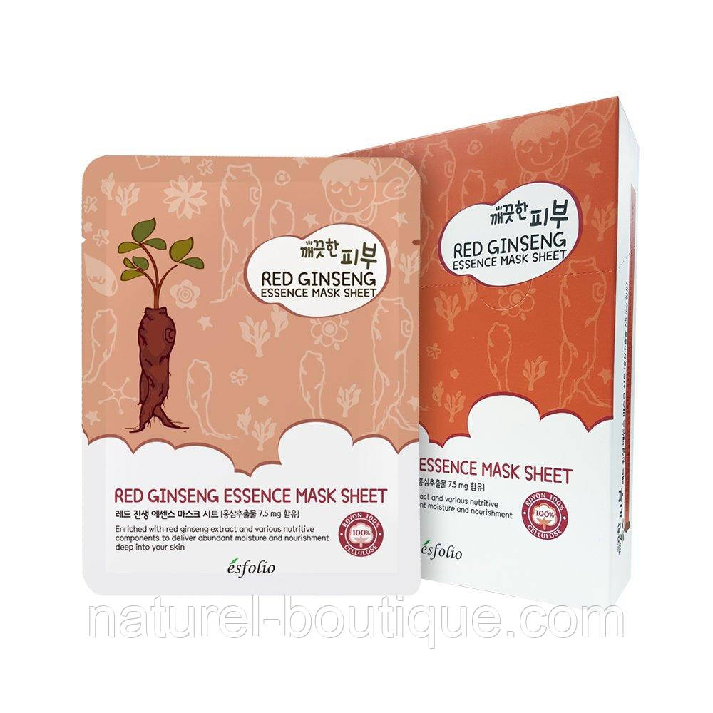 Маска тканинна для обличчя Esfolio Pure Skin Red Ginseng
Essence Mask Sheet з червоним женьшенем