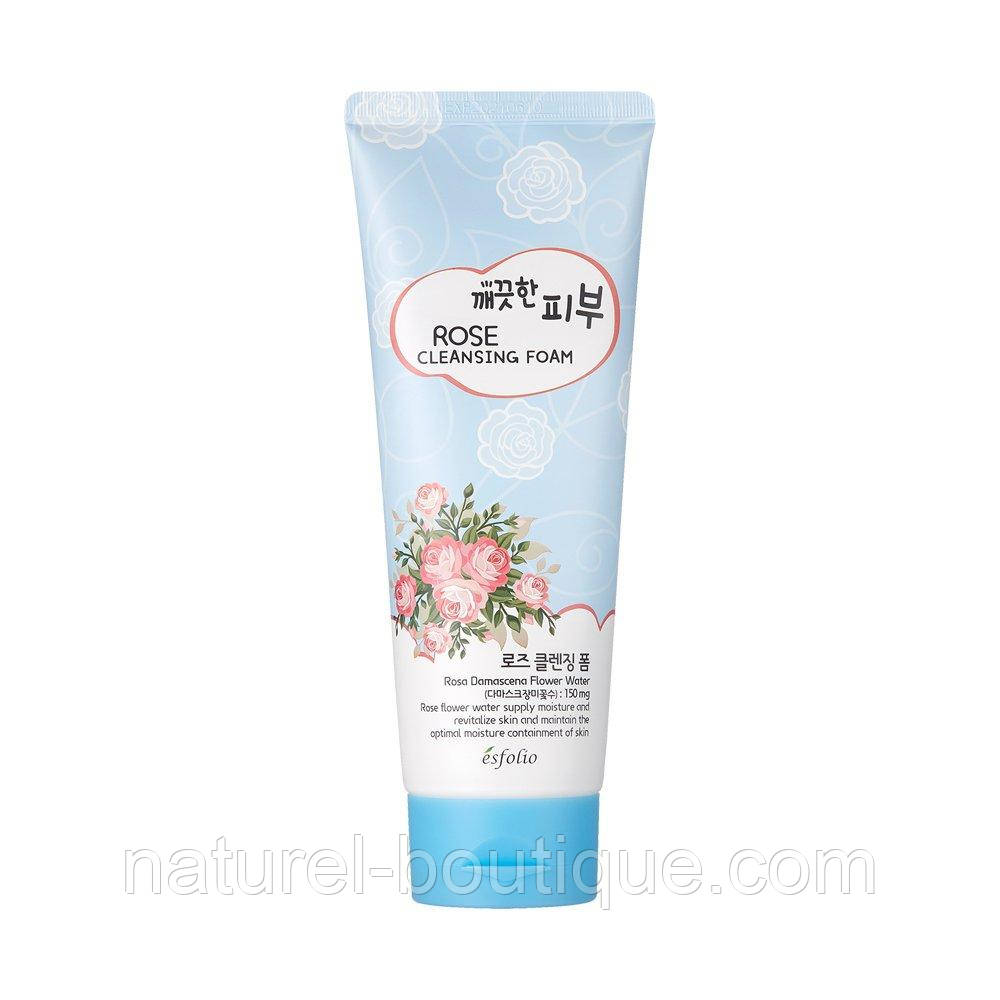 Піна для обличчя Esfolio Pure Skin Rose Cleansing Foam троянда