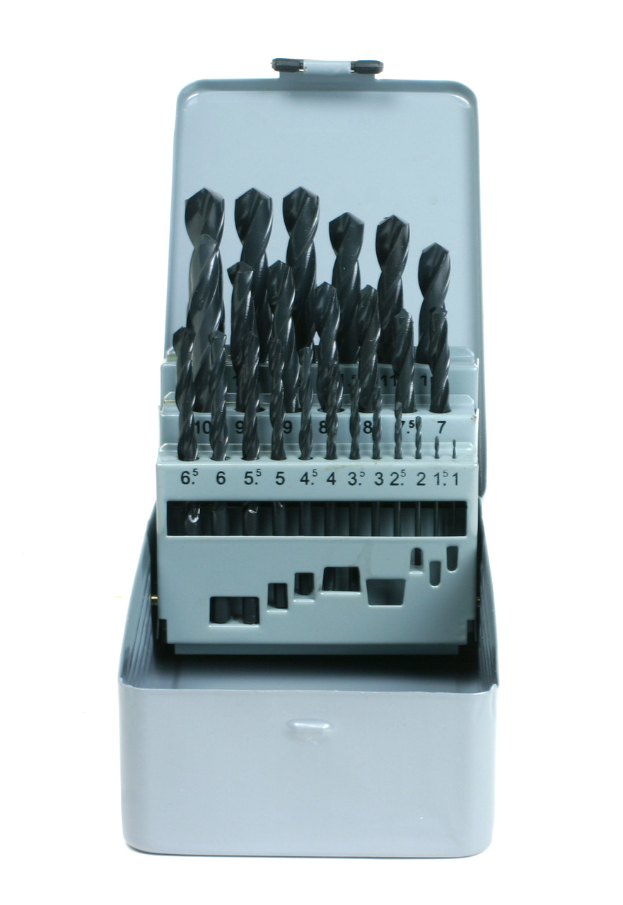 Набір свердл (1-10 мм з кроком 0.5 мм + 3,3/4,2/6,8/10,2) DIN 338 HSS-R 24 од. GSR Німеччина, фото 1