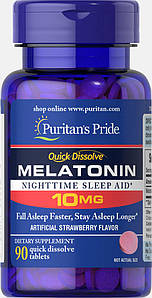 Мелатонін Puritan's Pride Quick Dissolve Melatonin 10 mg 90 капс. полуничний смак