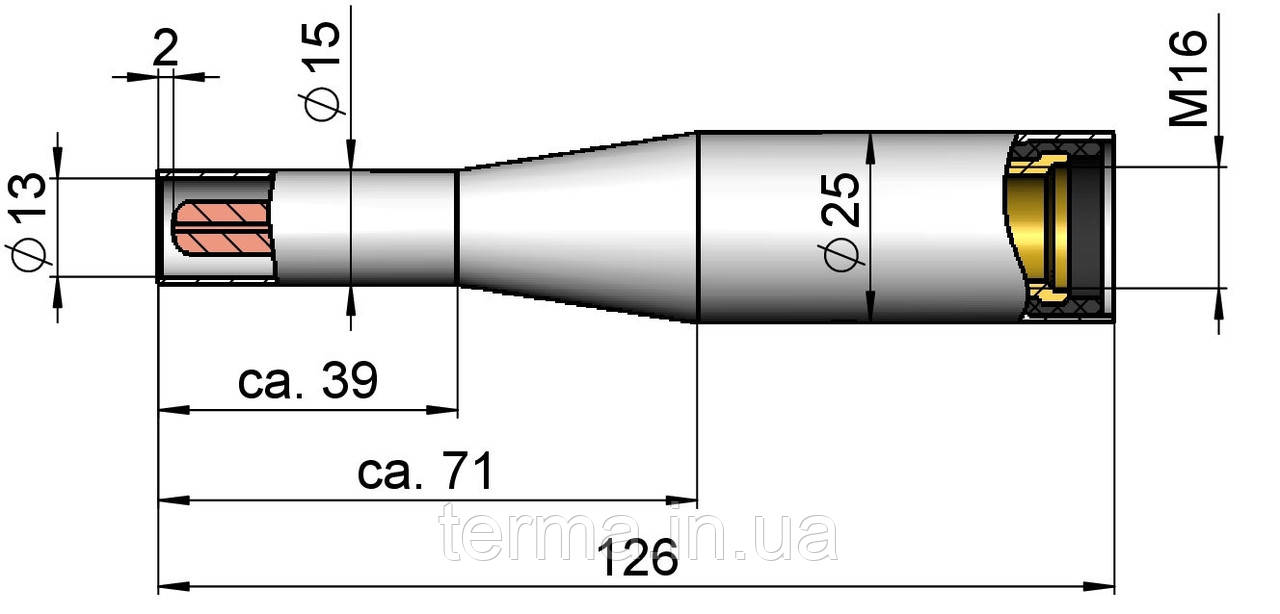 Сопло удлиненное (126 мм / D13 / M16) к горелке RF 36 / ABIMIG A 355 - фото 4 - id-p860826549