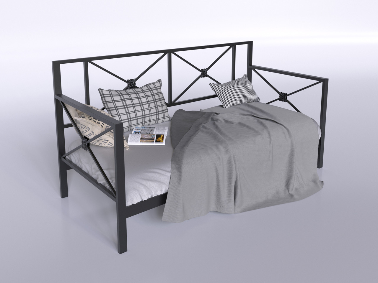 Металевий диван-ліжко Тарс Tenero 80х190 см із задньою спинкою односпальний