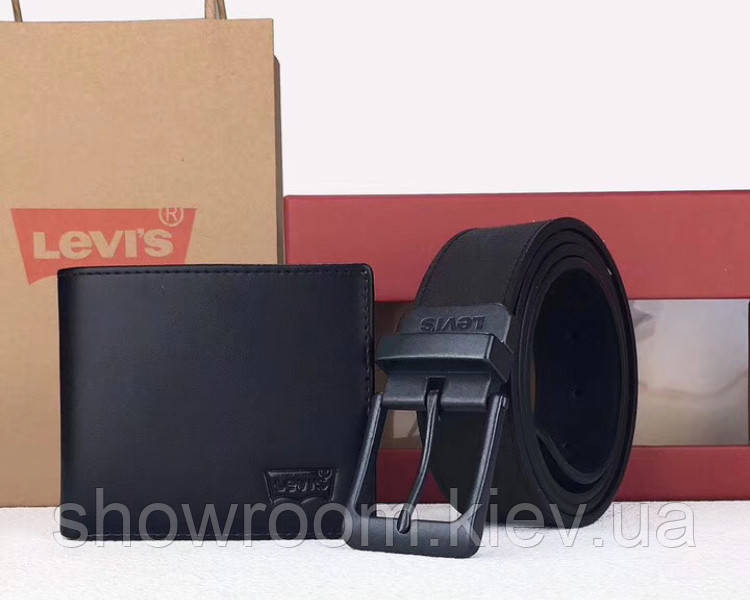 Чоловічий подарунковий набір ремінь і портмоне Levis (509)