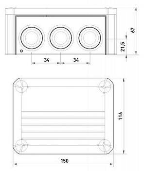 Розподільча коробка Obo Bettermann T100, IP66, ультрафіолетостійка, 150x116x67мм, фото 2