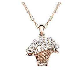 Кулон кошик квітів з білими каменями Swarovski, фото 2