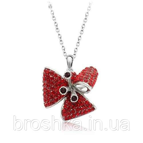 Кулон бант з червоними Swarovski ювелірна біжутерія