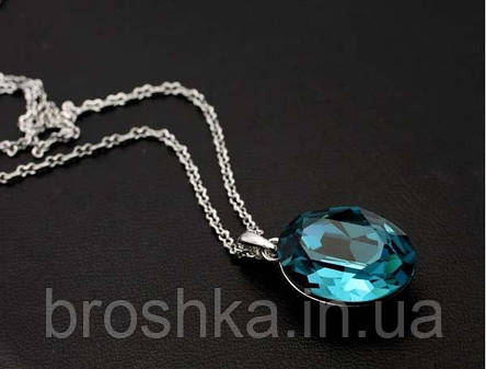 Кулон ювелірна біжутерія з великим блакитним Swarovski, фото 2
