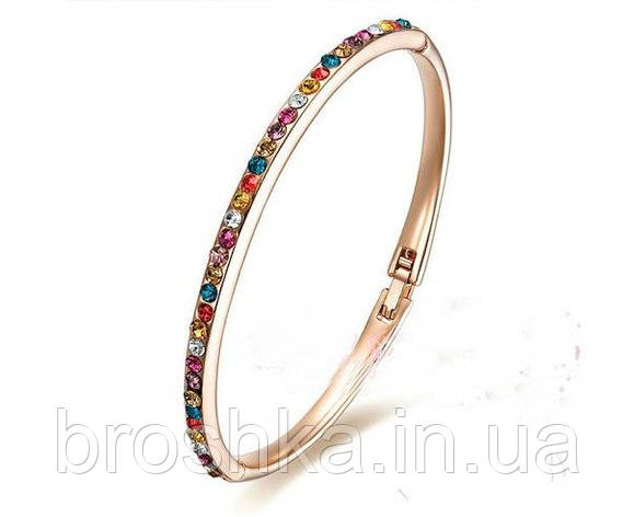Браслет тонкий позолочений з різнокольоровими Swarovski, фото 2