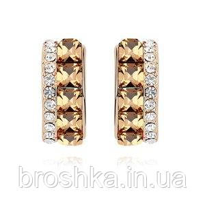 Сережки біжутерія xuping з медовим камінням Swarovski