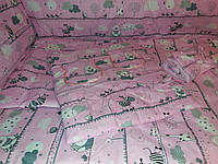 Дитяче постільна білизна "Зоопарк" рожевий, комплект 9 предметів!, фото 1