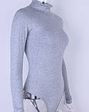 Боди женский серый - розмір S, 95% хлопок и 5% спандекс, фото 4
