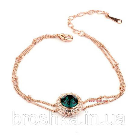 Браслет ланцюжок із зеленим Swarovski, фото 2