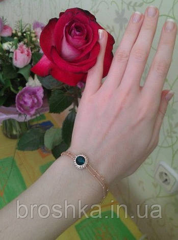 Браслет ланцюжок із зеленим Swarovski, фото 2