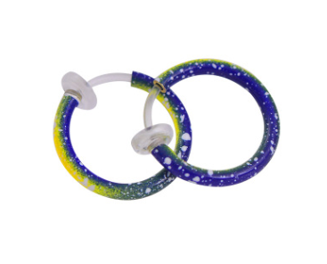 Cерьга кольцо обманка 10мм для пирсинга экзотик синий (носа,ушей,губ) с фиксатором - фото 1 - id-p861178967