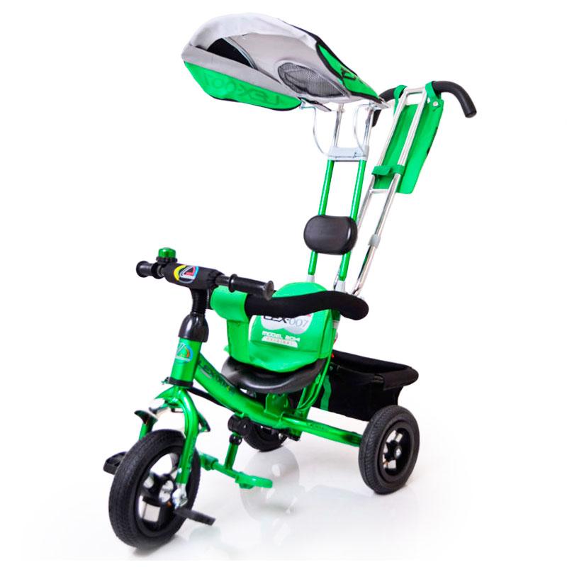 Триколісний велосипед із батьківською ручкою Lex-007 (10/8 AIR wheels) Green, фото 1