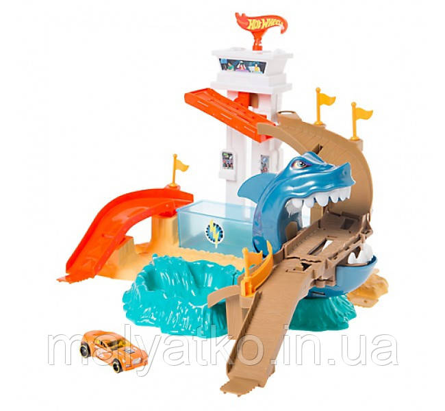 Трек Хот Вілс Hot Wheels Полювання на акулу серії Зміни колір Color Shіfters Sharkport Showdown, фото 1