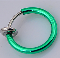 Cерьга кольцо обманка для пирсинга зеленый (носа,ушей,губ) с фиксатором