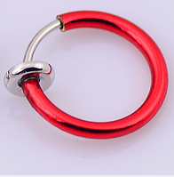 Cерьга кольцо обманка для пирсинга красный (носа,ушей,губ) с фиксатором