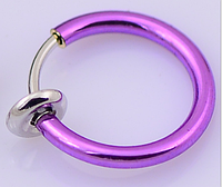 Cерьга кольцо обманка для пирсинга фиолетовый (носа,ушей,губ) с фиксатором