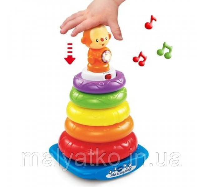 Музична пірамідка мавпа Vtech Stack Sing Rings, фото 1