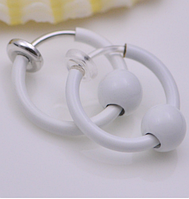 Cерьга кольцо обманка для пирсинга белый (носа,ушей,губ) с фиксатором
