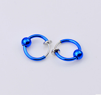Cерьга кольцо обманка для пирсинга синий (носа,ушей,губ) с фиксатором