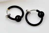 Cерьга кольцо обманка для пирсинга черный (носа,ушей,губ) с фиксатором